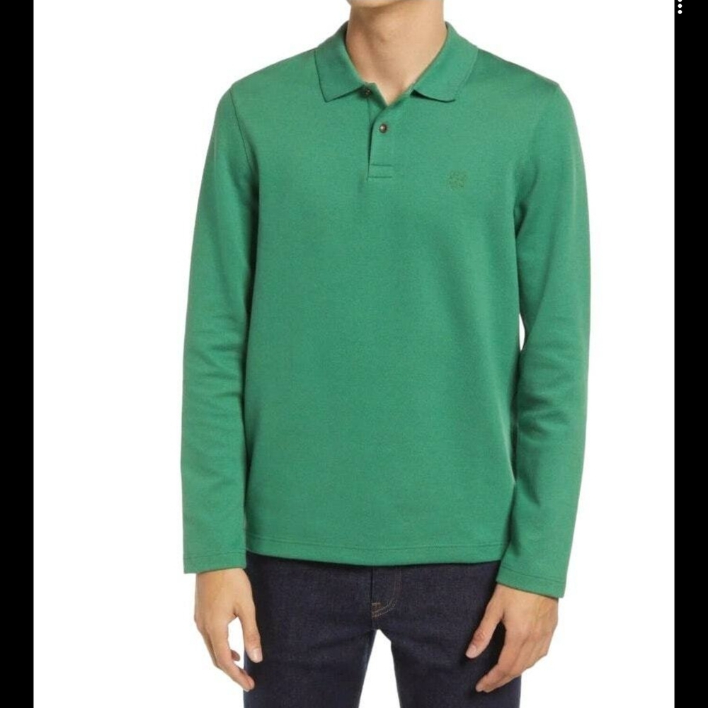 Ted Baker London Long Sleeve Green Polo